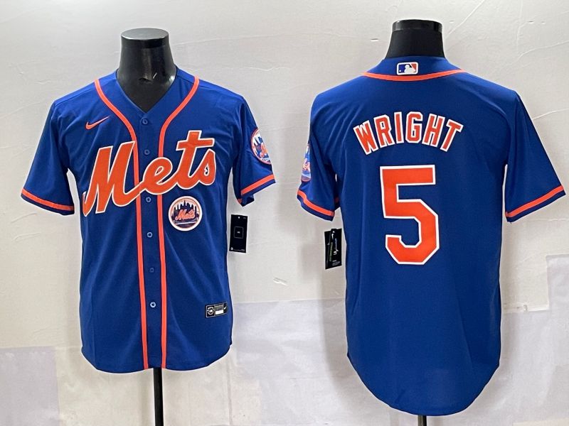 Men 2025 New York Mets #5 Wright Blue Game Nike MLB Jersey style 06->new york mets->MLB Jersey